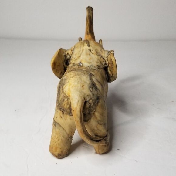 VTG Crushed oyster  Handmade Elephant Figurine Statue Marbleized trunk raised - Picture 4 of 13